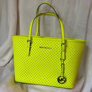 Michael Kors neon yellow tote purse